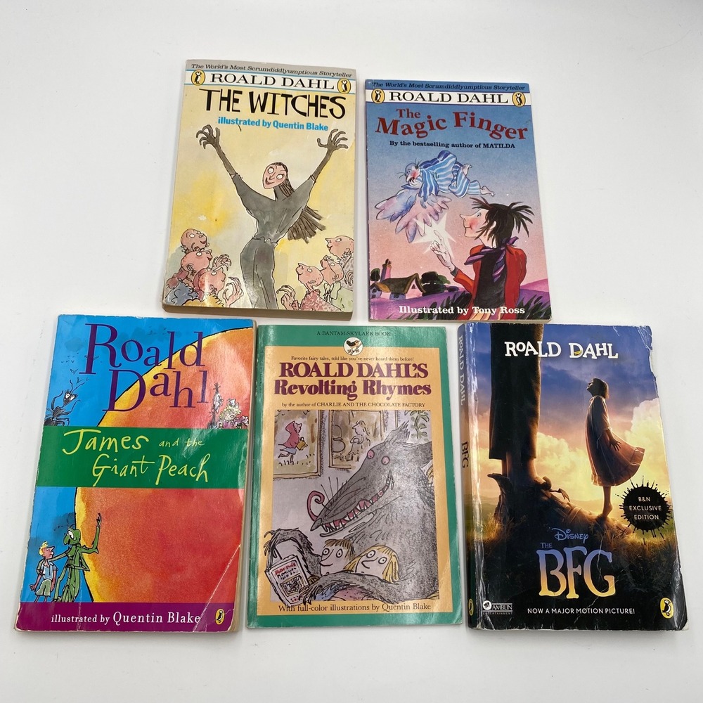 Roald Dahl Book Lot‎ of 5 Children's Books BFG Witches Magic Finger James Peach
